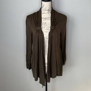 Elementz Dark Olive Green Open Front Cardigan | S